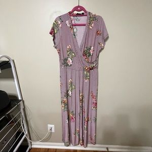 Mlle Gabrielle Floral Striped Wide Leg Jumpsuit